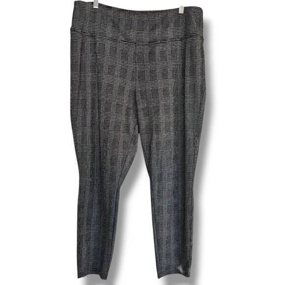 Nine West Pants Size XXL Black White Plaid Pull On Elastic Waist Leggings - Picture 1 of 7